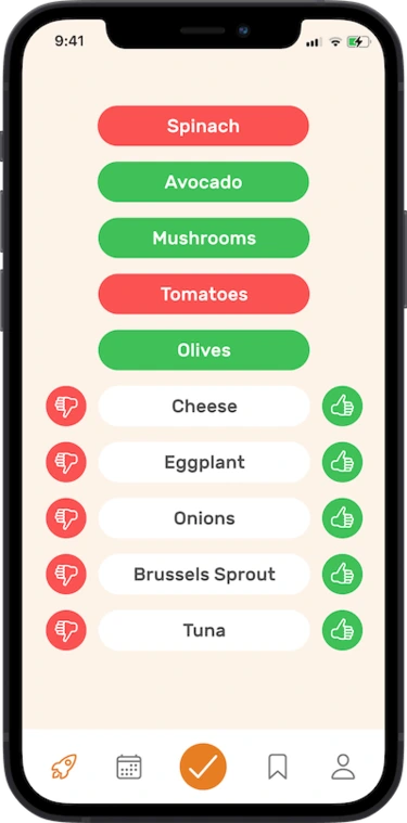 iPhone app preferences selection screen